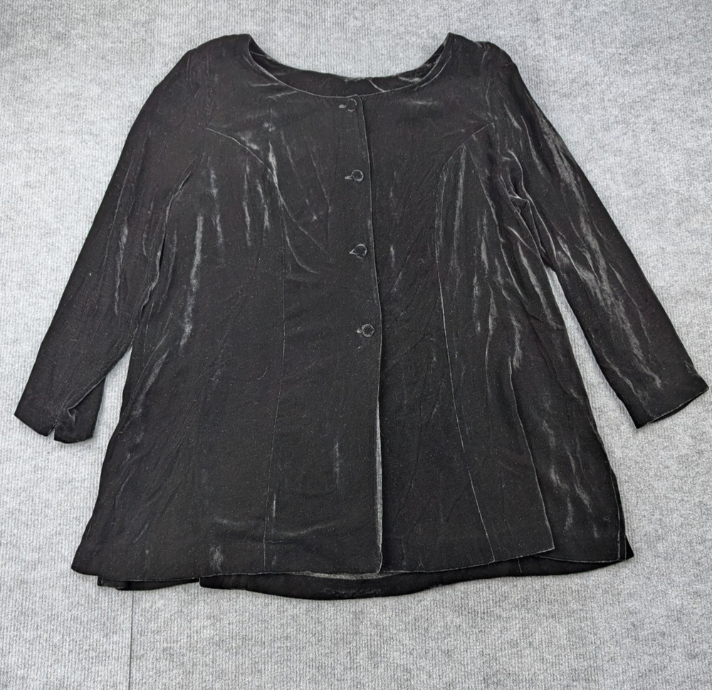 Parisian Signature Velvet Blouse Womens 16W Vintage Whimsigoth Black Gothic Silk